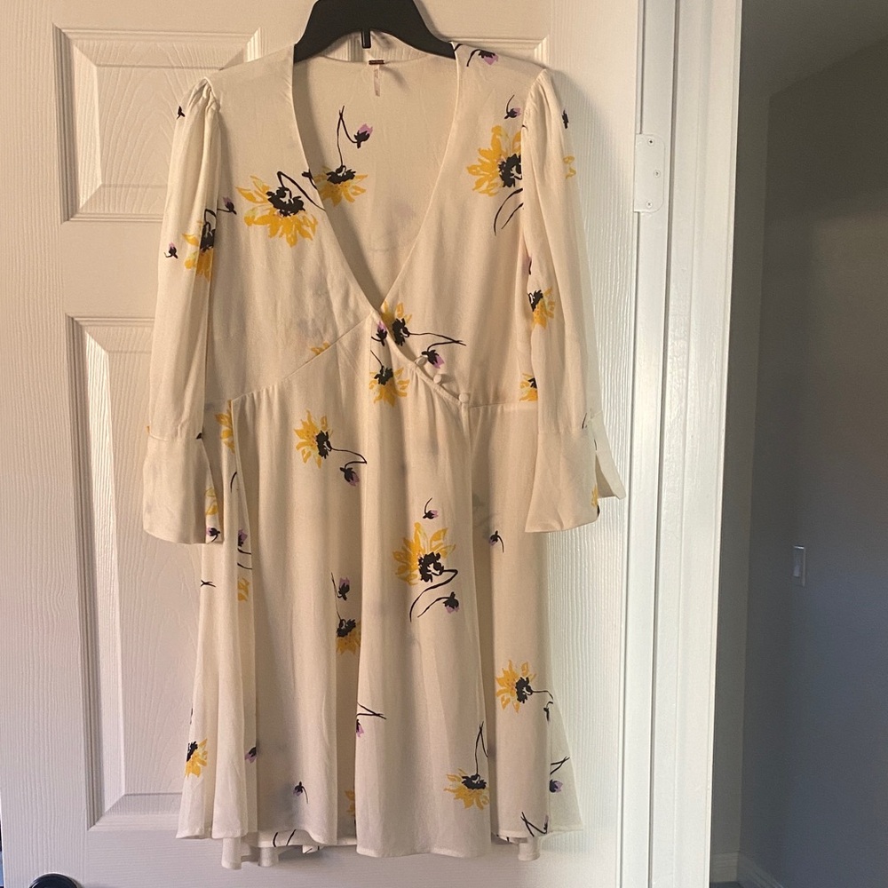 Free People Floral Long Sleeve Wrap Dress